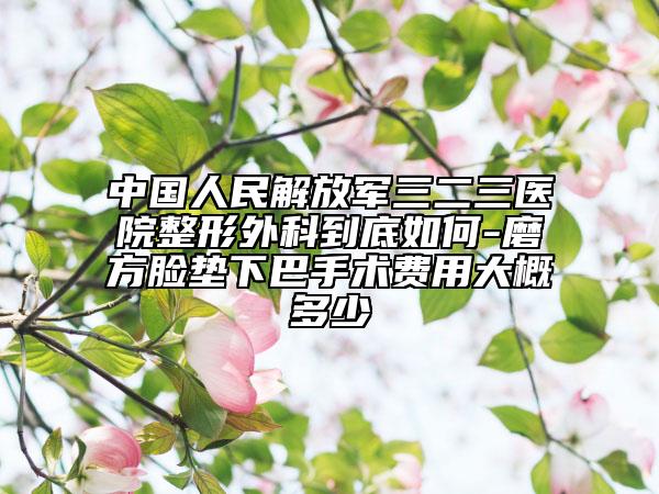 中国人民解放军三二三医院整形外科到底如何-磨方脸垫下巴手术费用大概多少