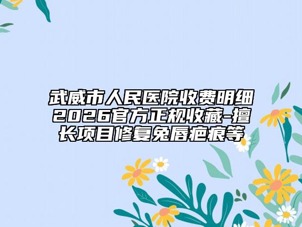 武威市人民医院收费明细2026官方正规收藏-擅长项目修复兔唇疤痕等