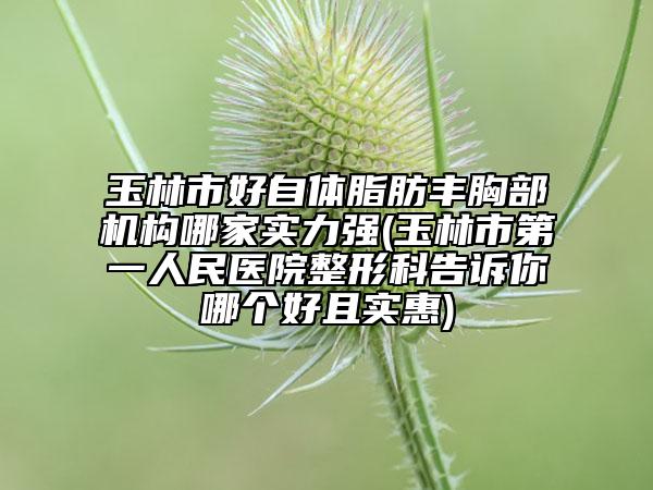 玉林市好自体脂肪丰胸部机构哪家实力强(玉林市第一人民医院整形科告诉你哪个好且实惠)