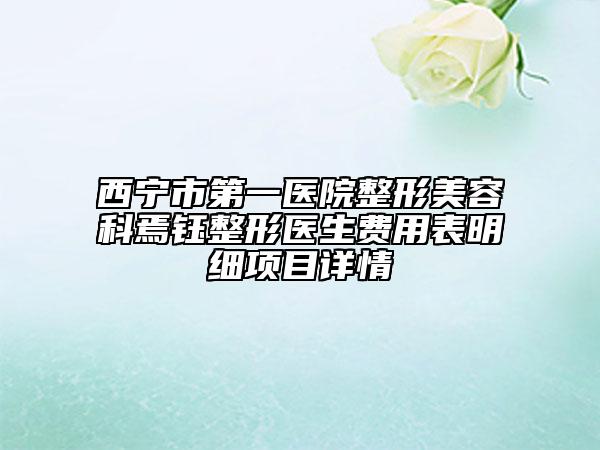 西宁市第一医院整形美容科焉钰整形医生费用表明细项目详情
