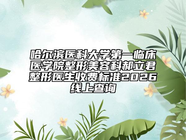 哈尔滨医科大学第一临床医学院整形美容科郝立君整形医生收费标准2026线上查询