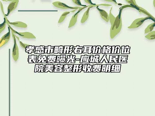 孝感市畸形右耳价格价位表免费曝光-应城人民医院美容整形收费明细