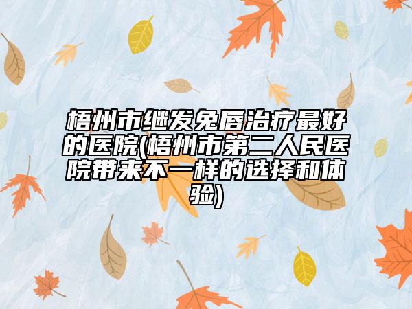 梧州市继发兔唇治疗最好的医院(梧州市第二人民医院带来不一样的选择和体验)