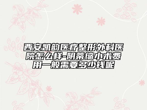 西安凯韵医疗整形外科医院怎么样-阴蒂缩小术费用一般需要多少钱呢