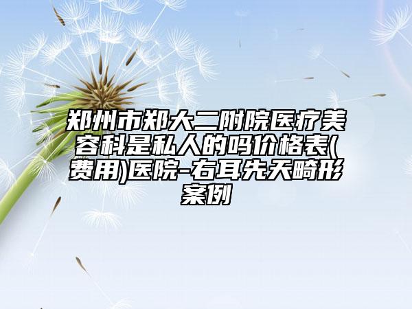 郑州市郑大二附院医疗美容科是私人的吗价格表(费用)医院-右耳先天畸形案例