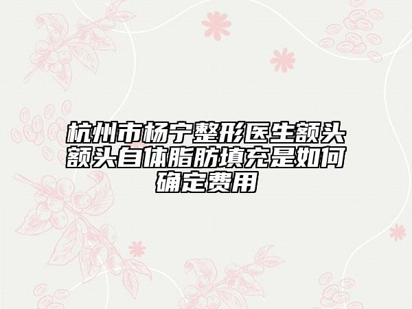杭州市杨宁整形医生额头额头自体脂肪填充是如何确定费用