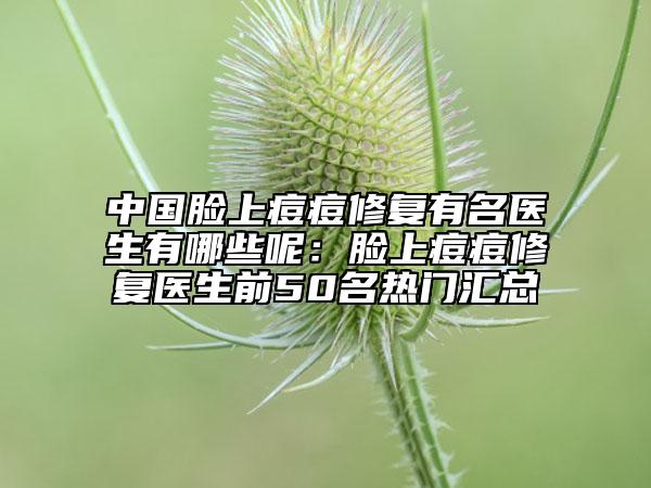 中国脸上痘痘修复有名医生有哪些呢：脸上痘痘修复医生前50名热门汇总