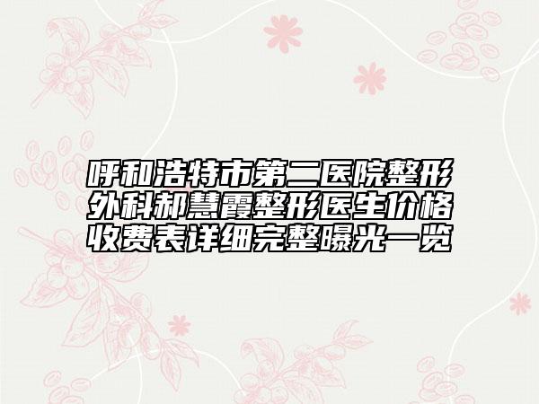 呼和浩特市第二医院整形外科郝慧霞整形医生价格收费表详细完整曝光一览