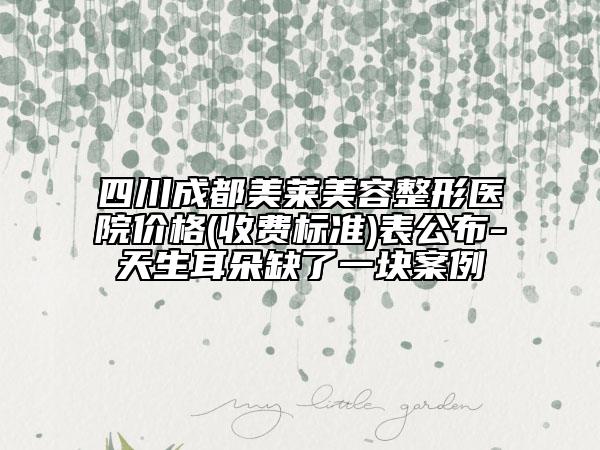 四川成都美莱美容整形医院价格(收费标准)表公布-天生耳朵缺了一块案例