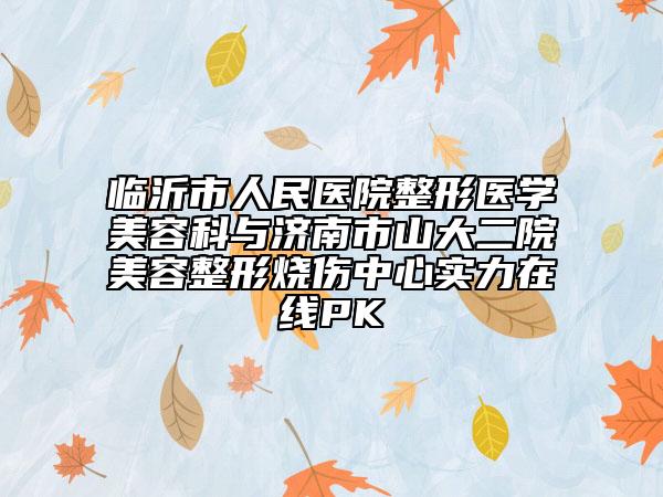 临沂市人民医院整形医学美容科与济南市山大二院美容整形烧伤中心实力在线PK