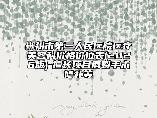 郴州市第三人民医院医疗美容科价格价位表(2026版)-擅长项目唇裂手术修补等