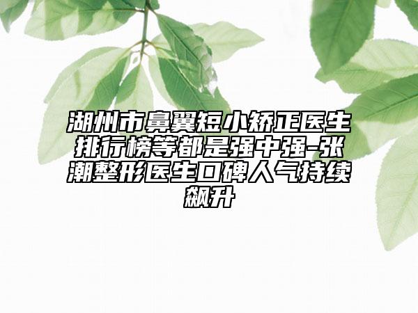湖州市鼻翼短小矫正医生排行榜等都是强中强-张潮整形医生口碑人气持续飙升