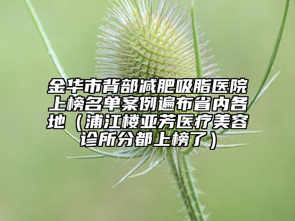 金华市背部减肥吸脂医院上榜名单案例遍布省内各地（浦江楼亚芳医疗美容诊所分都上榜了）
