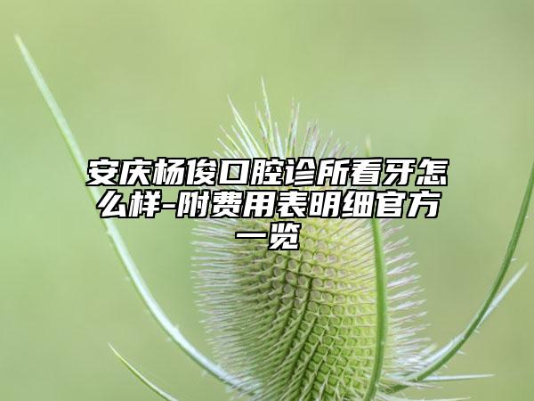 安庆杨俊口腔诊所看牙怎么样-附费用表明细官方一览