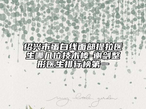 绍兴市蛋白线面部提拉医生哪几位技术棒-谢剑整形医生排行榜第一