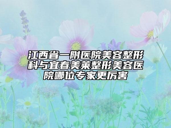 江西省一附医院美容整形科与宜春美莱整形美容医院哪位专家更厉害