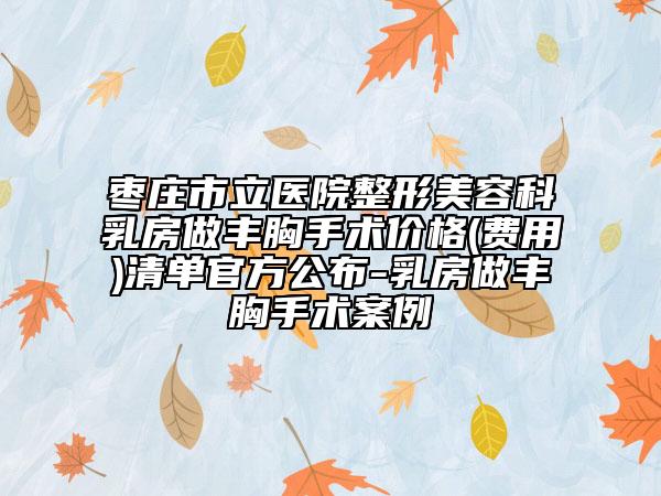 枣庄市立医院整形美容科乳房做丰胸手术价格(费用)清单官方公布-乳房做丰胸手术案例