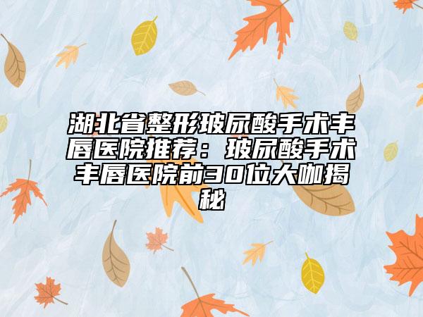 湖北省整形玻尿酸手术丰唇医院推荐：玻尿酸手术丰唇医院前30位大咖揭秘