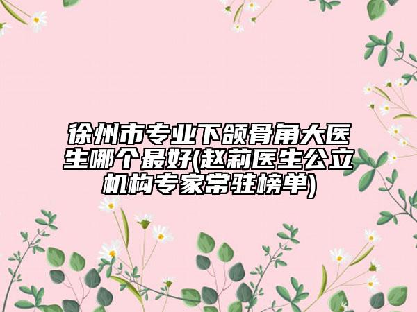 徐州市专业下颌骨角大医生哪个最好(赵莉医生公立机构专家常驻榜单)