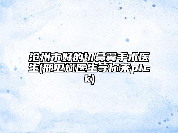 沧州市好的切鼻翼手术医生(邢卫斌医生等你来pick)