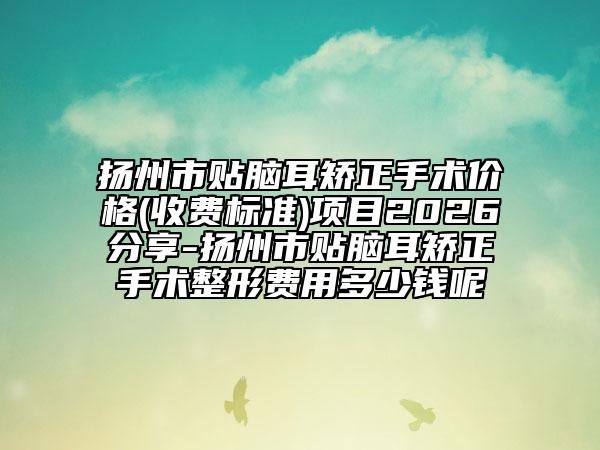 扬州市贴脑耳矫正手术价格(收费标准)项目2026分享-扬州市贴脑耳矫正手术整形费用多少钱呢