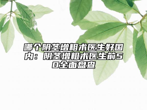 哪个阴茎增粗术医生好国内：阴茎增粗术医生前50全面盘查