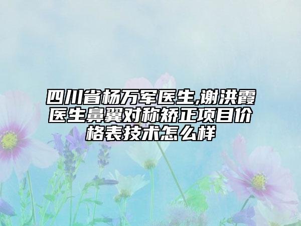 四川省杨万军医生,谢洪霞医生鼻翼对称矫正项目价格表技术怎么样