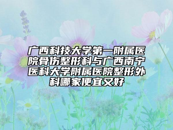 广西科技大学第一附属医院骨伤整形科与广西南宁医科大学附属医院整形外科哪家便宜又好