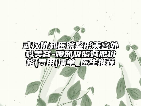 武汉协和医院整形美容外科美容-腰部吸脂减肥价格(费用)清单_医生推荐