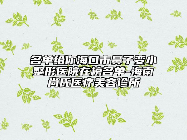 名单给你海口市鼻子变小整形医院在榜名单-海南尚氏医疗美容诊所