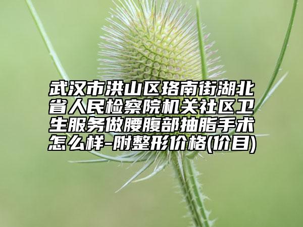 武汉市洪山区珞南街湖北省人民检察院机关社区卫生服务做腰腹部抽脂手术怎么样-附整形价格(价目)
