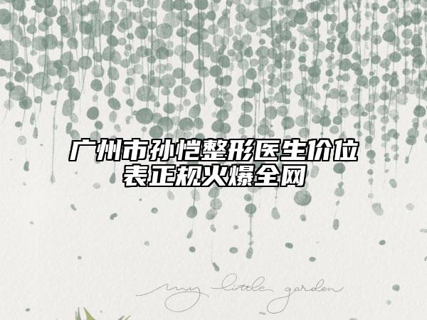 广州市孙恺整形医生价位表正规火爆全网