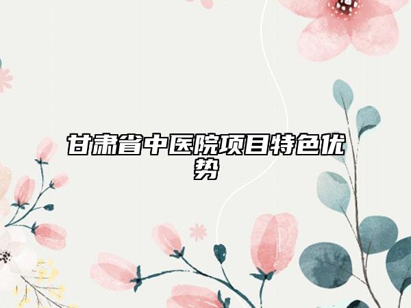 甘肃省中医院项目特色优势