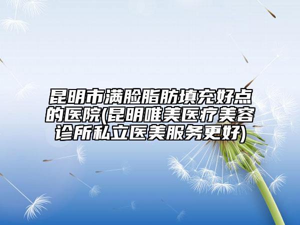 昆明市满脸脂肪填充好点的医院(昆明唯美医疗美容诊所私立医美服务更好)