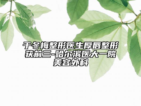 于冬梅整形医生厚唇整形获前三-哈尔滨医大一院美容外科