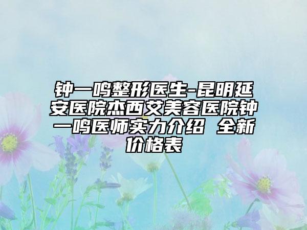 钟一鸣整形医生-昆明延安医院杰西艾美容医院钟一鸣医师实力介绍 全新价格表