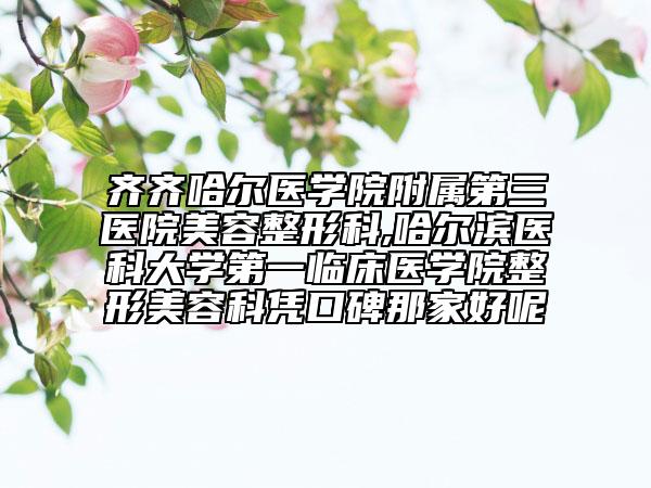 齐齐哈尔医学院附属第三医院美容整形科,哈尔滨医科大学第一临床医学院整形美容科凭口碑那家好呢