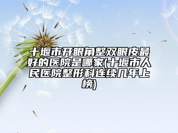 十堰市开眼角整双眼皮最好的医院是哪家(十堰市人民医院整形科连续几年上榜)