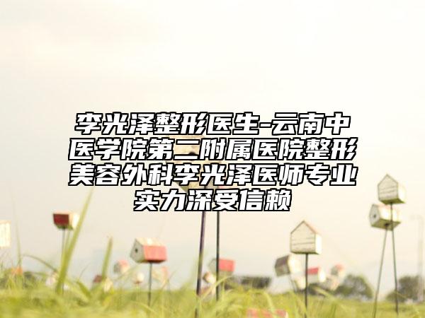 李光泽整形医生-云南中医学院第二附属医院整形美容外科李光泽医师专业实力深受信赖