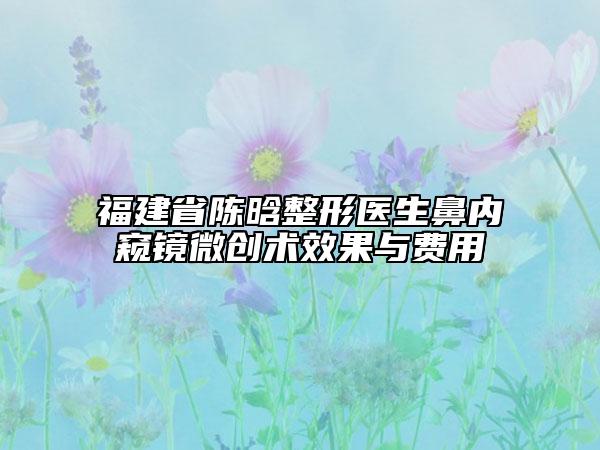 福建省陈晗整形医生鼻内窥镜微创术效果与费用