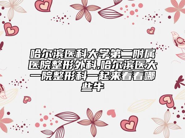 哈尔滨医科大学第二附属医院整形外科,哈尔滨医大一院整形科一起来看看哪些牛