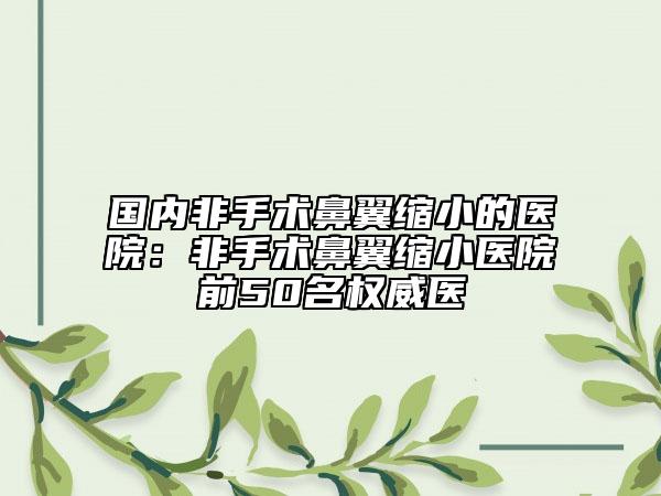 国内非手术鼻翼缩小的医院：非手术鼻翼缩小医院前50名权威医