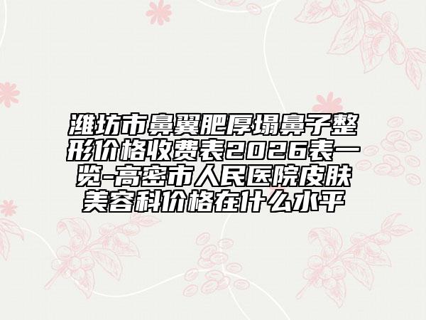 潍坊市鼻翼肥厚塌鼻子整形价格收费表2026表一览-高密市人民医院皮肤美容科价格在什么水平