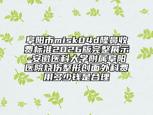 阜阳市misk04d隆鼻收费标准2026版完整展示-安徽医科大学附属阜阳医院烧伤整形创面外科费用多少钱是合理
