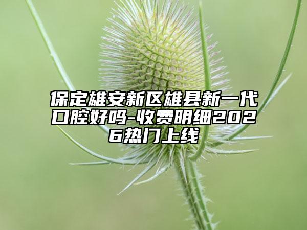 保定雄安新区雄县新一代口腔好吗-收费明细2026热门上线