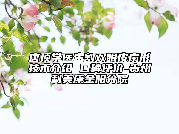 唐顶学医生割双眼皮扇形技术介绍 口碑评价-贵州利美康金阳分院