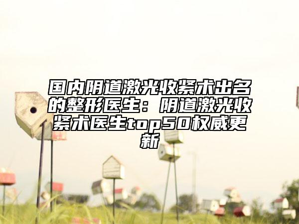 国内阴道激光收紧术出名的整形医生：阴道激光收紧术医生top50权威更新