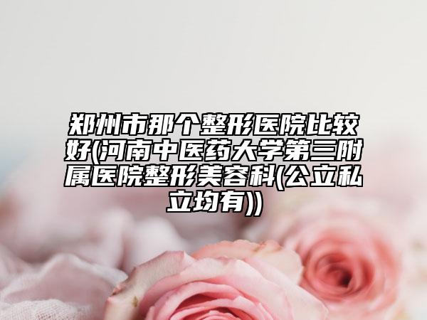 郑州市那个整形医院比较好(河南中医药大学第三附属医院整形美容科(公立私立均有))