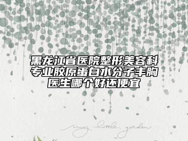黑龙江省医院整形美容科专业胶原蛋白水分子丰胸医生哪个好还便宜