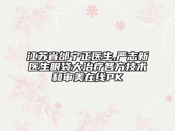 江苏省邰宁正医生,严志新医生眼袋大治疗各方技术和审美在线PK